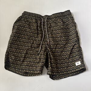 Katin Swim Trunks Lined Board Shorts Mens Small All Over Print Retro Beach Surf